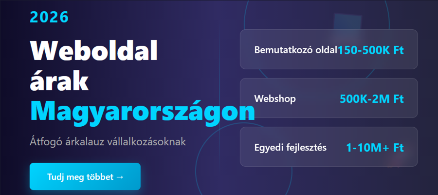 2026-ban egy weboldal elkészítésének ára Magyarországon blog bejegyzés kiemelt képe