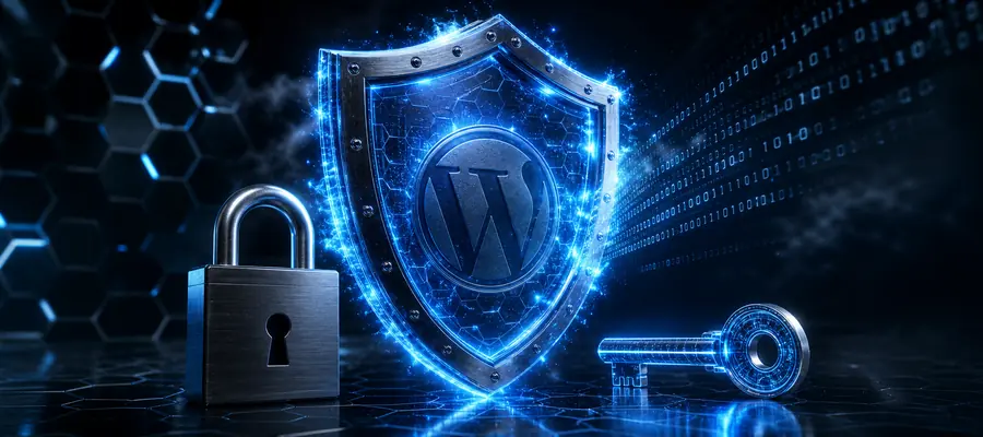 WordPress Biztonság – Hogyan védd meg a weboldalad a hackerektől? 2026-ban blog bejegyzés kiemelt képe